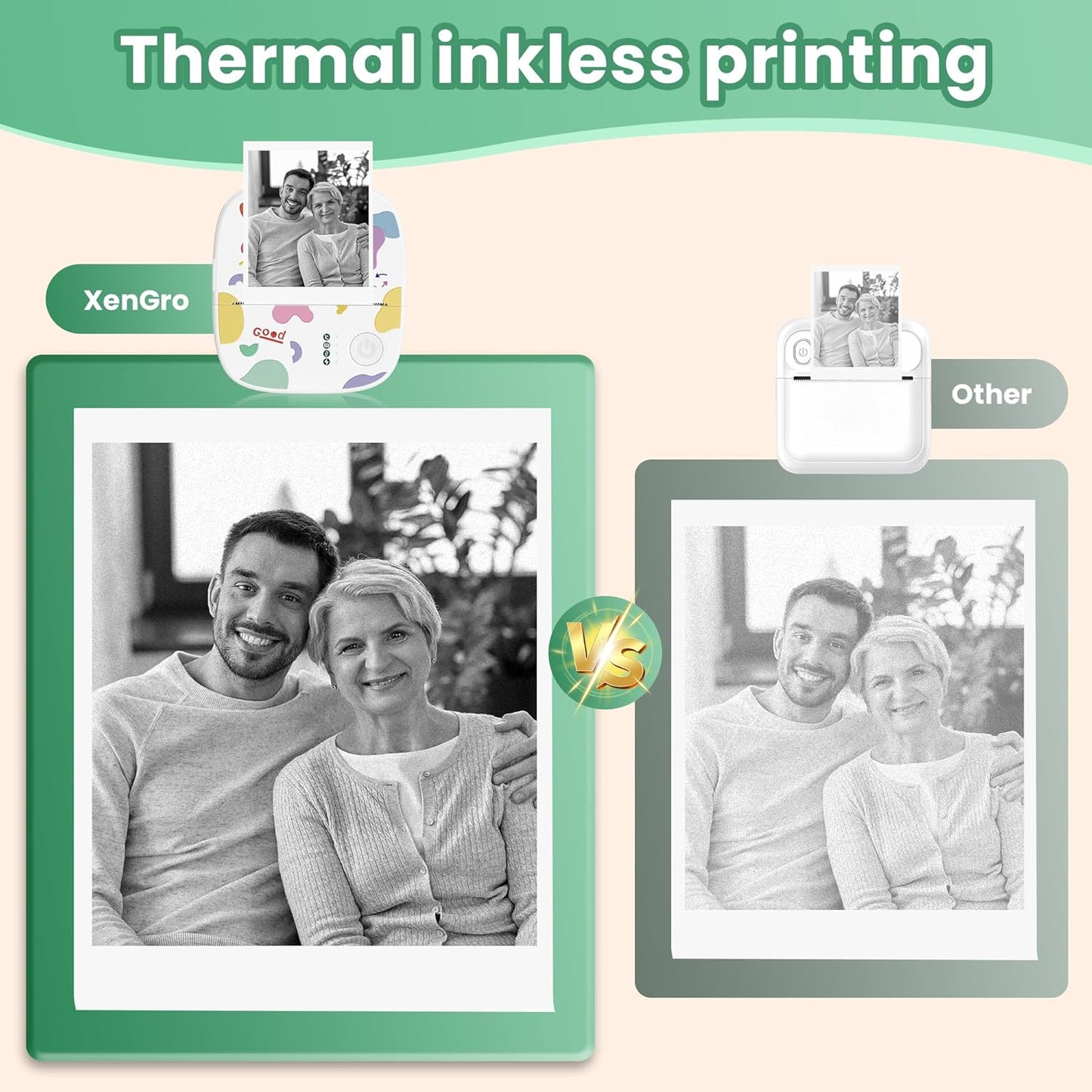Skiennix Mini Sticker Printer Bundle - Portable Inkless Bluetooth Thermal Printer with BPA-Free Sticker Paper Rolls for DIY, Home & Office Use