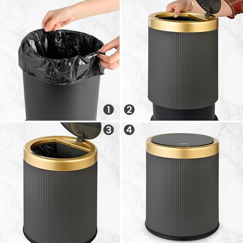 Pukomc Bathroom Trash Can with Lid，3.5 Gallon Motion Sensor Waterproof Touchless Garbage Can, Smart Plastic Trash Bins Suitable for Kitchen, Bathroom, Bedroom, Living Room, Office Grey