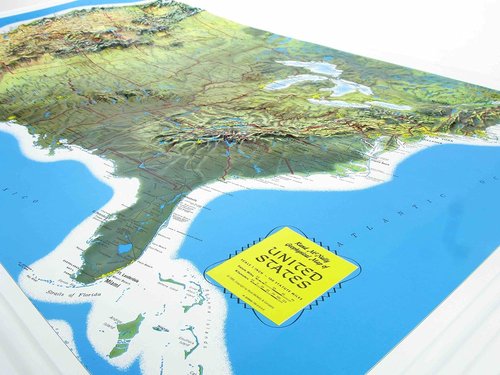 Rand McNally 3D USA Raised Relief Map - Topographic Wall Art | 34.5" x 22" | Durable Vinyl Design