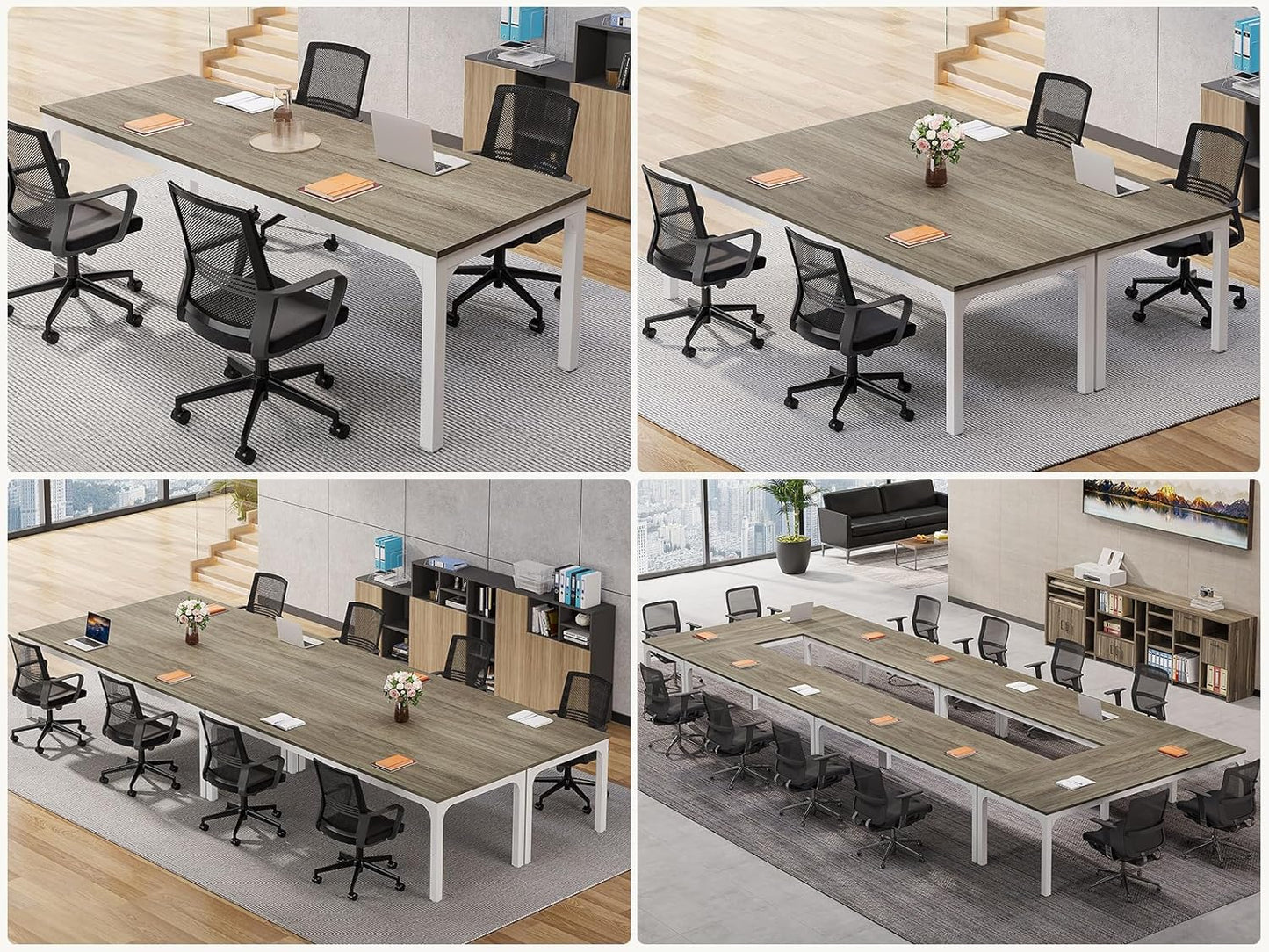 Tribesigns 13 FT Conference Room Table - Modern Oak Meeting Desk for Boardroom | 78.74" W x 27.56" D