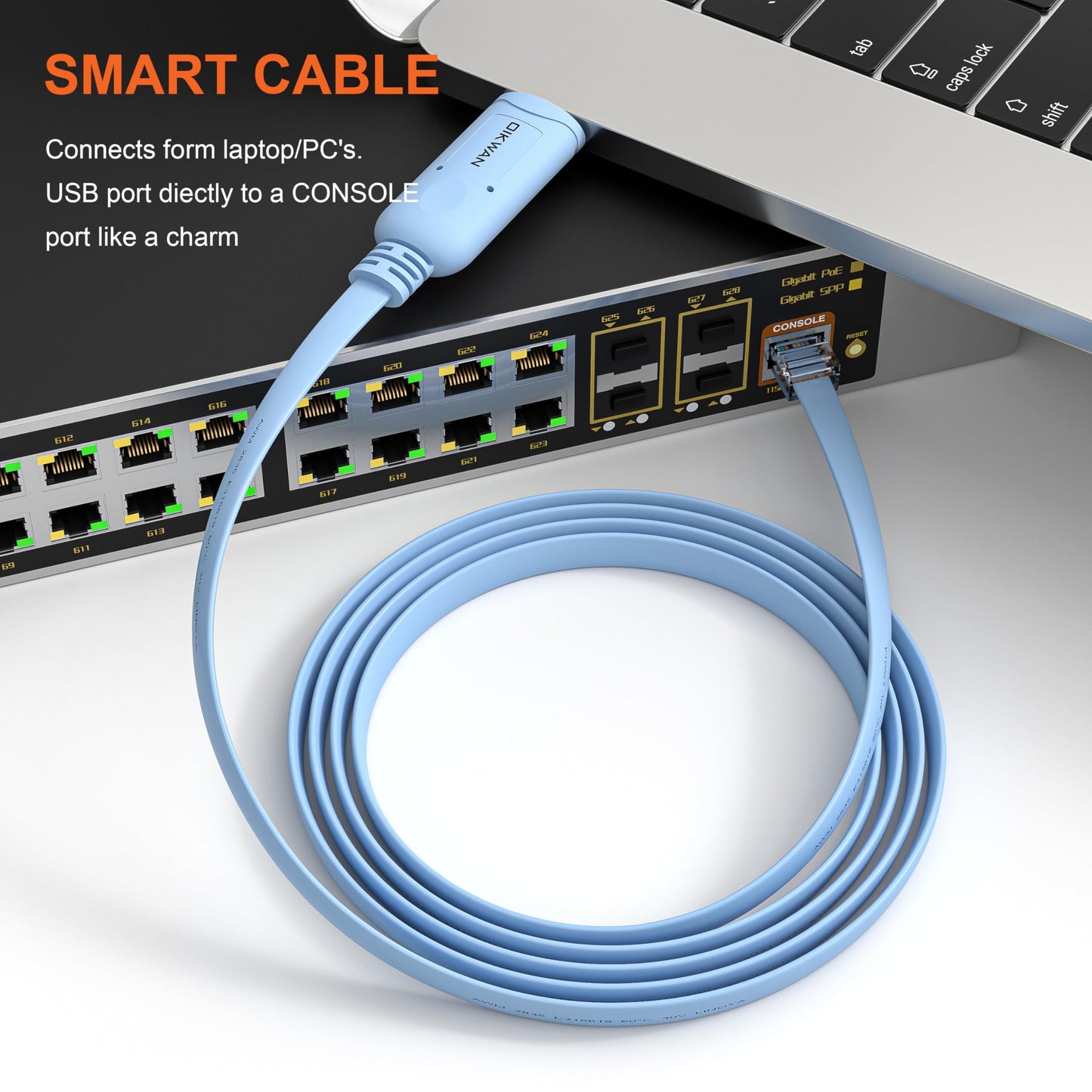 OIKWAN USB Console Cable,USB to RJ45 Console Cable for Cisco Routers/AP Router/Switch Windows, Mac, Linux(1.8m,Blue)