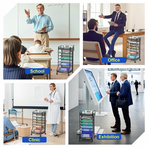 samstar Rolling File Cart,Under Desk Organizer, File Organizer beside Desk, Binder Paper Letter Storage with Wheels,for Office Supplies & Classroom Organization