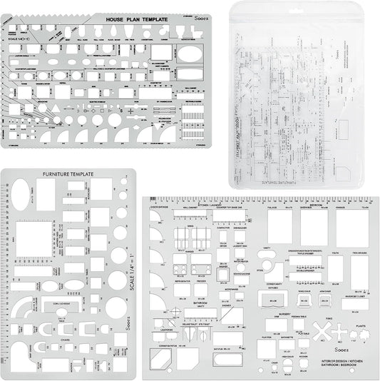 Sooez Architectural Templates - House Plan & Interior Design Drafting Tools | Set of 3