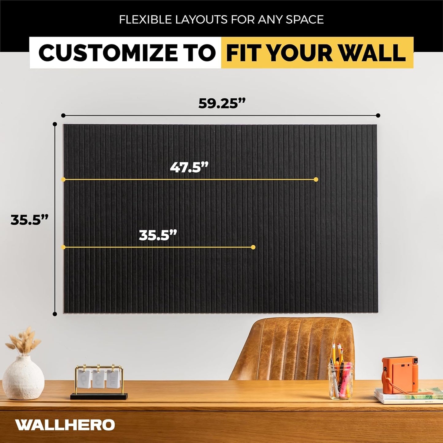 WALLHERO Large Bulletin Board - 59"x36" Tack Board | 15 Pack Cork Board Alternative for Walls