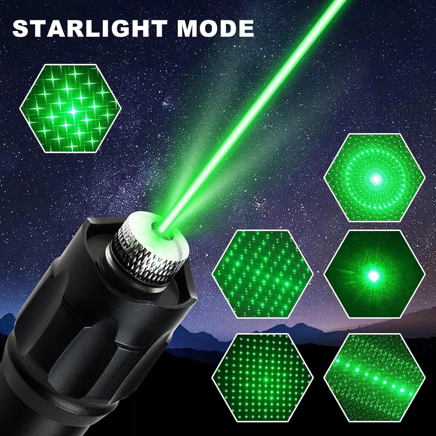 Skiennix Green Laser Pointer - High Power Tactical Long Range | Rechargeable & Adjustable Focus with Carrying Case