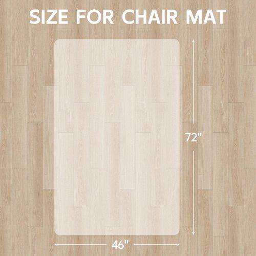 Cybstrax Office Chair Mat for Hardwood Floor, 72" x 46" Clear Floor Mat, 0.08" Thick Slip Resistant Heavy Duty Floor Protector Chair Mats for Rolling Chairs, Computer & Desk Chair Mat-Easy to Clean
