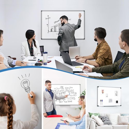 SCRIBANX Magnetic White Board for Wall, 36" x 24" Dry Erase Board Kit with 2 Magnetic Dry Erase Markers, 4 Magnets, Eraser, Pen Tray & Mounting Kit – White Board Dry Erase for Home, Office, School