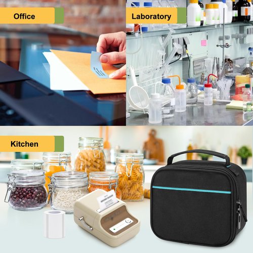 CURMIO Label Maker Carrying Case Compatible with NIIMBOT B21 / B1, Empty Storage Holder Bag for Printer Labels, USB Cable, Battery, Bag Only