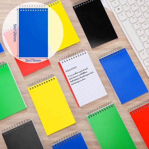 Leelosp 50 Pcs Small Pocket Notebooks 3 x 5 Inch Mini Memo Spiral Notepads Top Bound College Ruled Lined Note Pads for Back School Office Journaling Noting, 75 Sheets/Pad (Neon)