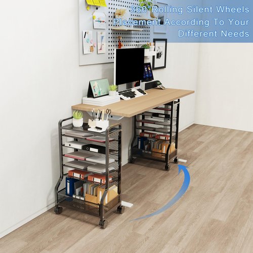 Cankm 7 Tier File Organizer Beside Desk, Rolling File Cart with Sliding Trays Ideal for Office Organization in Offices, Schools, and Studios