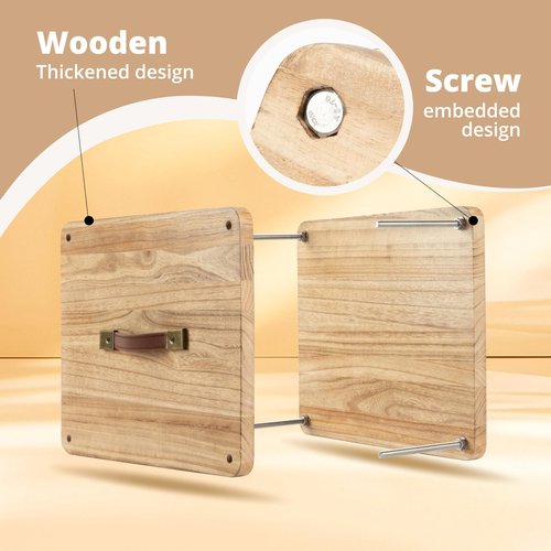FUXAFU Wooden Book Press - 14.7x11.4 Large Craft Press with Comfort Grip Handle & Non-Slip Round Foot Pads, Ideal for Bookbinding, Scrapbooking, and DIY Projects