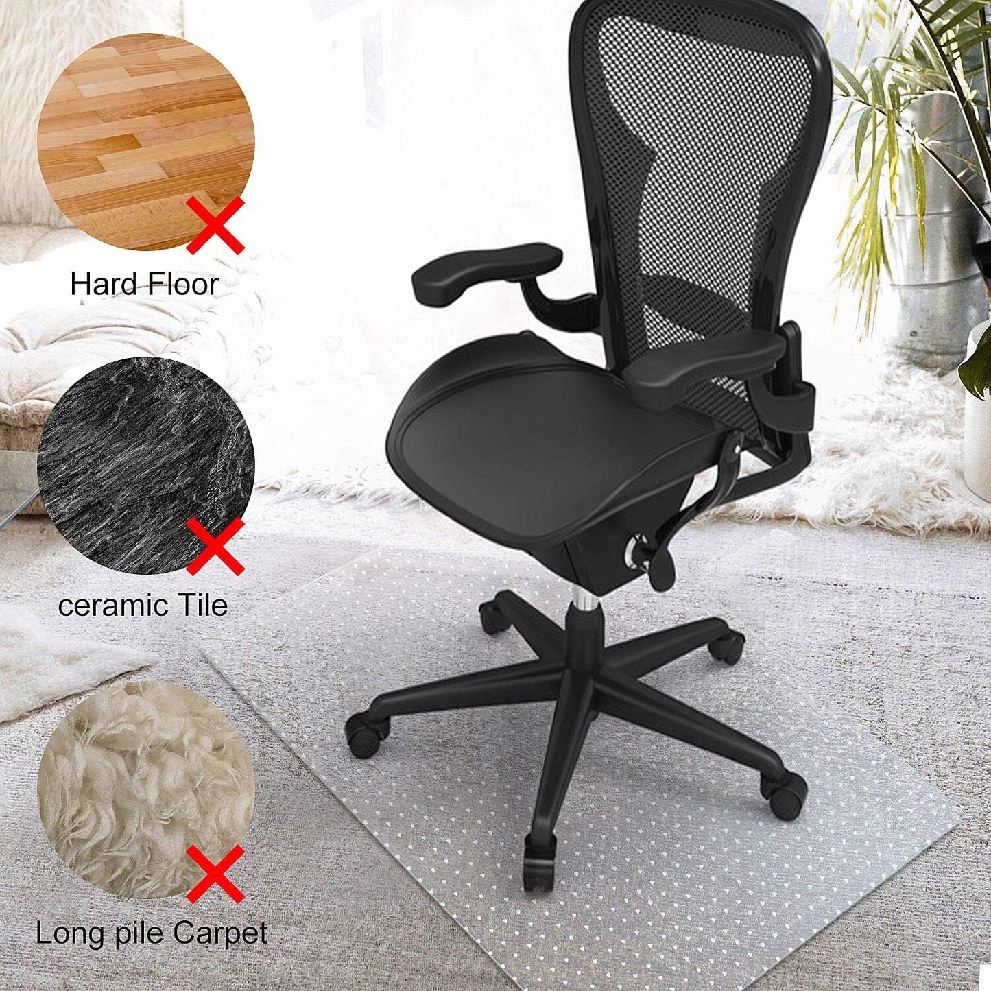 Azadx Clear Office Chair Mat - Durable Carpet Protector for Easy Rolling | 36 x 48 Inch Rectangle