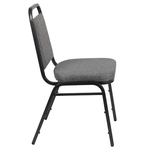 BizChair HERCULES Series Trapezoidal Back Stacking Banquet Chair with 2.5" Thick Seat in Gray Fabric - Silver Vein Frame
