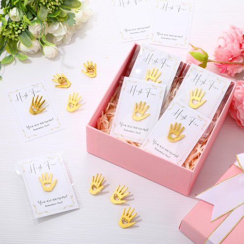 Foilswirl 60 Sets Employee Appreciation Gifts Bulk Gold Hands Lapel Pins with Inspirational Cards and Opp Bags Volunteer Motivational Pin Recognition Gifts for Teacher Nurse Team Staff Social Worker