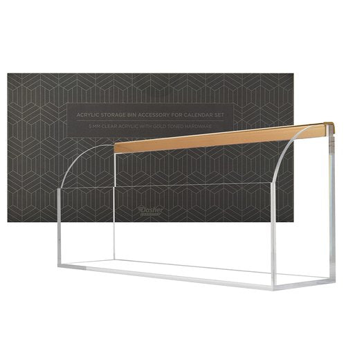 Acrylic Storage Bin for Clear Wall Calendar, 12.4" x 3" x 5.1" Organizer with Gold-Tone Hardware for Pens, Pencils, Office Supplies, and Art Supplies. Perfect Accessory for Home & Office (Storage Bin)