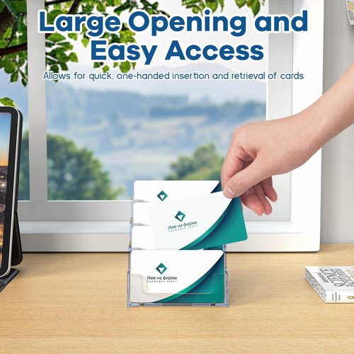 Uaimvie Acrylic Business Card Holder for Desk, Clear Plastic Business Card Stand with 4 Tier, Multiple Business Display Holder for Exhibition, Office and Hotel, 2 Pack