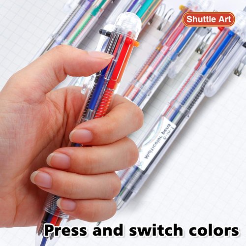 Shuttle Art Multicolor Pens - 23 Pack 6-in-1 Retractable Ballpoint Pens for Office & School Supplies