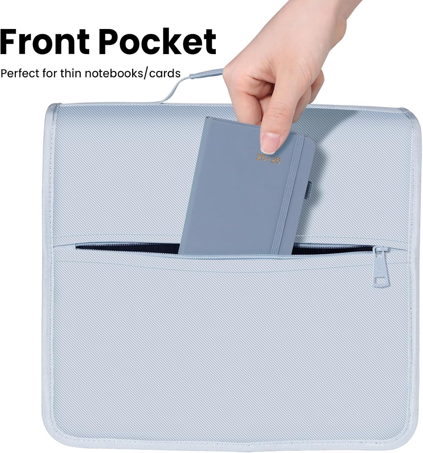 SUNEE Zipper Binder - 3 Inch O-Ring with Handle & Shoulder Strap | 600-Sheet Capacity, Dusk Blue
