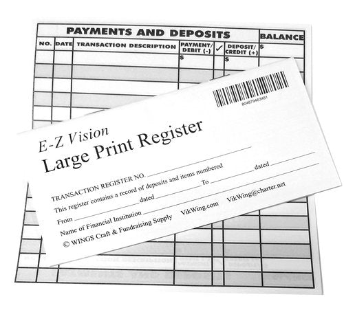Large Print Checkbook Register Financial Log Low Vision with 2025 2026 2027 Calendar (Set of 10)