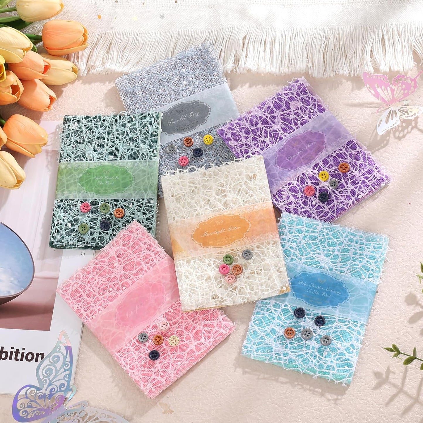 Sublaga Textured Scrapbook Paper Set - 156 Assorted Sheets for Scrapbooking & Journaling | 5.5x4 Inch