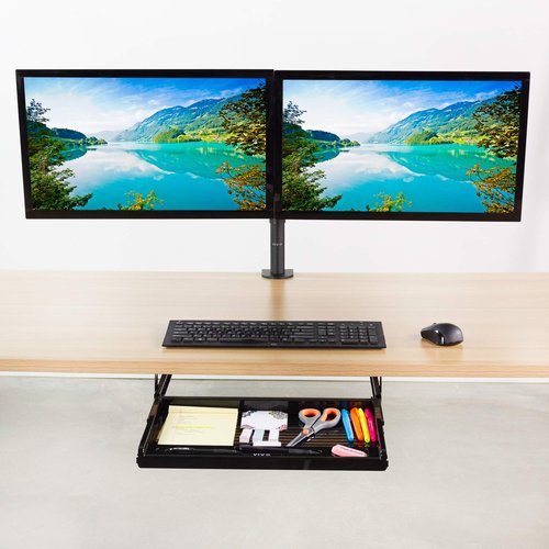 VIVO 17 inch Under Desk Slim Slide Out Pencil Drawer, Home Office Storage Organizer Tray, Black, DESK-AC04D