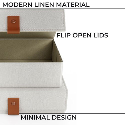 ZICOTO Decorative File Organizer Box Set of 2 and Photo Storage Boxes with Lids Bundle - Perfect to Safely Store Your Pictures, Documents, Scrapbooking Supplies, Keepsakes and Other Memories in Style