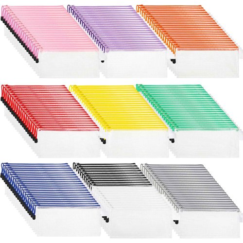 Zhehao 200 Pieces A6 Mesh Zipper Pouch Bulk Mesh Bags with Zipper Waterproof Small Pencil Pouches for School Office Supplies Organization 9.4 x 4.5 Inches(10 Assorted Colors)