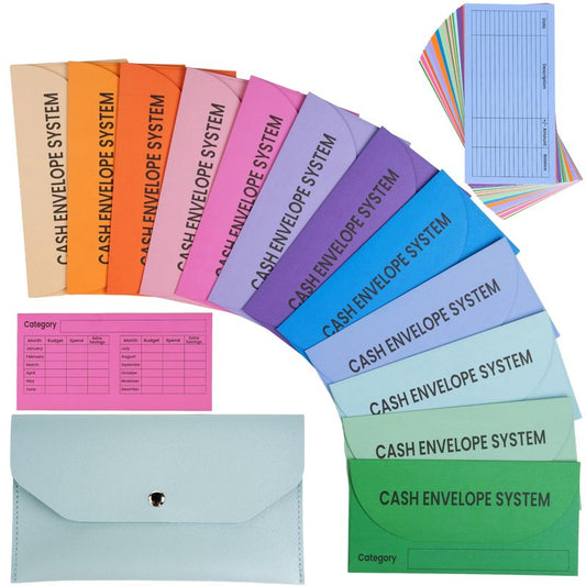48 Pack Budget Sheets, 24 Pack Cardstock Envelopes, 7.0 x 3.5'' Cash Envelopes, 200gsm Thick, Budgeting System Includes PU Leather Pouch, 2 Year Supply Money Stuffing Organizer, Expense Tracker