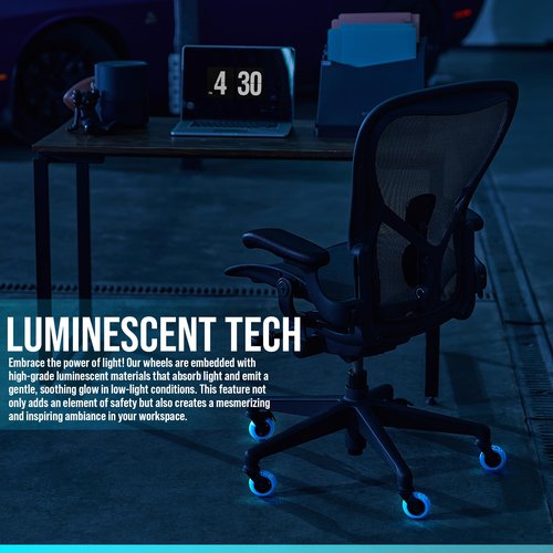 STEALTHO Chair Casters 5-Pack with 2 Locking Wheels | Heavy-Duty Office Rollers | Silent | Polyurethane Floor Safe | Standard Fit 7/16" x 7/8" | 600lb Load Capacity | Navy Blue