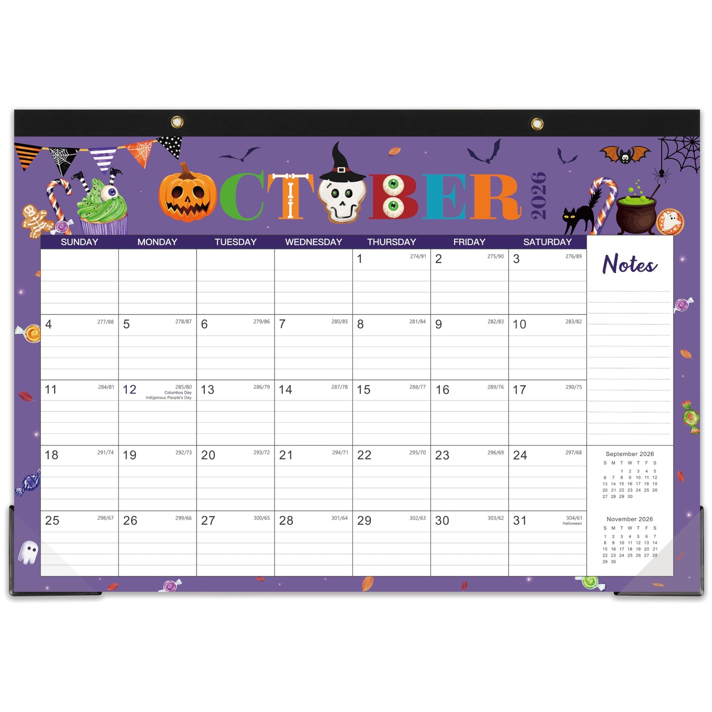 Desk Calendar 2026-2027 - Calendar 2026-2027 from July 2026 to December 2027, 12" x 17", 18 Monthly Desk Calendar with Protector Corner- Holiday Design