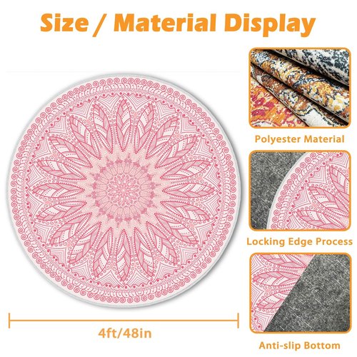 Soofteilliv 4ft/48in Home Office Chair Mat for Hardwood Floor, Anti-Slip Desk Chair Mats, Computer Gaming Chair Mats for Rolling, Low Pile Carpet Floor Chair Mat(Pink-1)