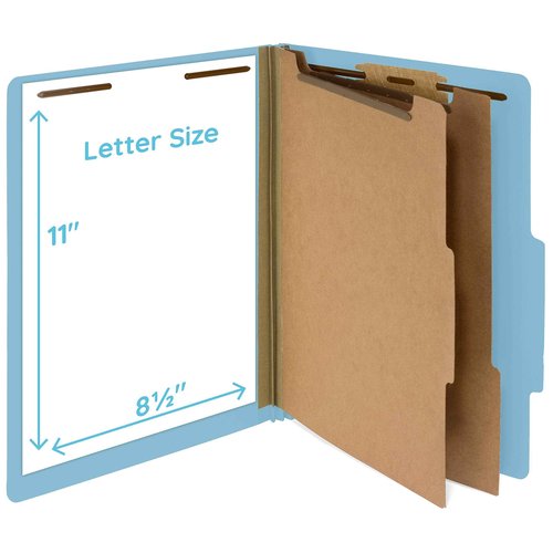 Blue Summit Supplies 30 Letter Size Light Blue Classification Folders, 2 Dividers, 2 Inch Tyvek Expansions, Durable 2, Letter Size, Light Blue Color, 30 Pack