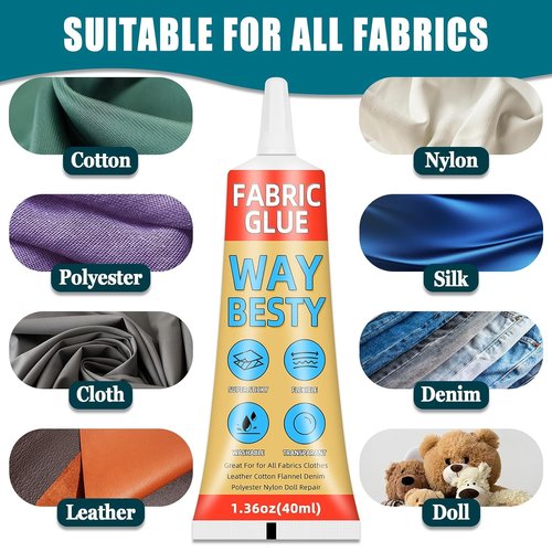 Fabric Glue Permanent by [Brand Name] - 40ml Liquid Stitch for Clothing, Washable & Waterproof | Ideal for Denim, Leather, Cotton