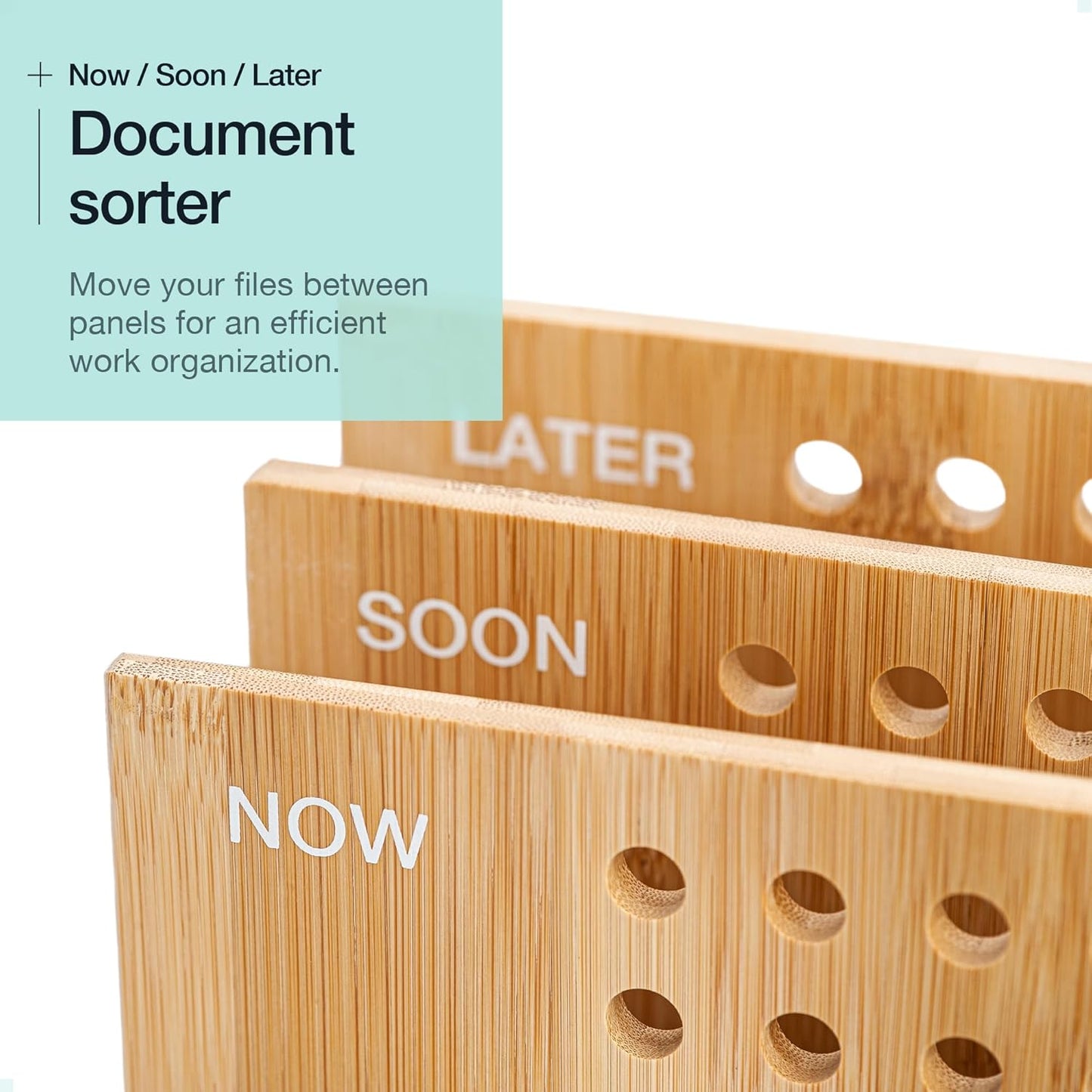 Bamboo Wood Desk Organizer - 3-Tier File Holder & Mail Organizer | Non-Slip Design for Easy Assembly