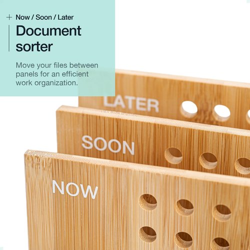 Hoffengwell Bamboo Wood Desk Organizer: 3-Tier File Holder, Mail Organizer, Non-Slip Design, Effortless Assembly, Perfect for Desk System