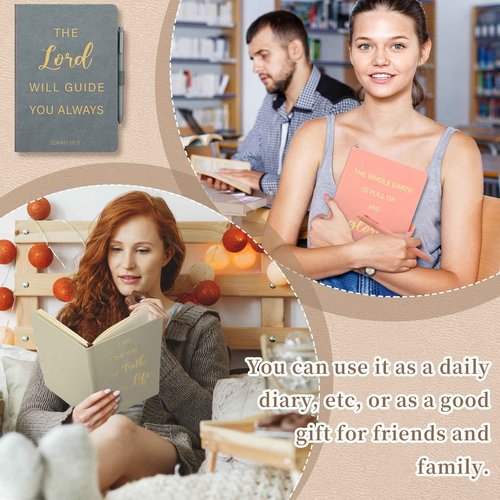 Thenshop 20 Pcs Christmas Christian Gifts Bulk 10pcs Pastel Leather Christian Journals for Women Bible Leather Notebooks with 10pcs Neutral Pens Inspirational A5 Prayer Journals for Women Church Gift