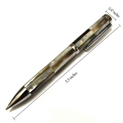 HHA Handmade mother of pearl ballpen from Vietnam- ideal gift for man/woman at work (grey/white)