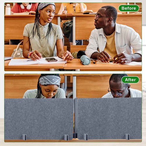 Buryeah 3 Pcs Desk Divider Desk Partition 23.6 x 47.2, 23.6 x 23.6 Stand up Freestanding Cubicle Privacy Partition Reducing Noise Visual Distraction Divider for Office Home School(Gray)