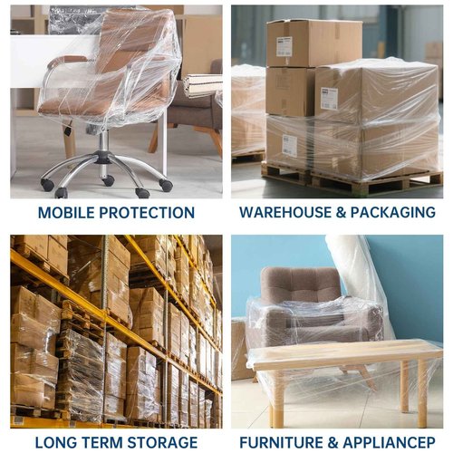 Hiflycord Stretch Wrap Film 20 Inch x 1500FT, 80 Gauge Industrial Strength Adhere Pallet Wrap - Heavy Duty Shrink Wrap Roll Good for Moving & Shipping (4 Roll Clear)