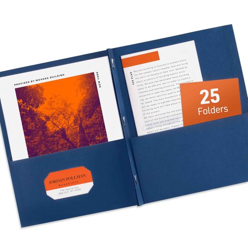 Avery Two Pocket Folders with 3 Prong Fasteners, Holds 70 Sheets, Case Pack of 125 Blue Folders (47975)