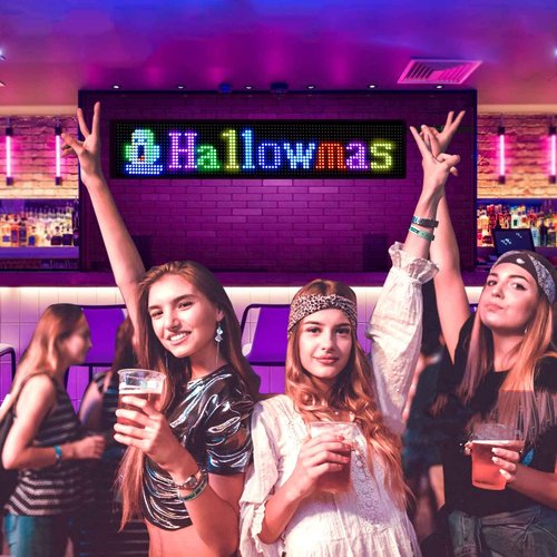 Scrolling LED Sign,LED Signs for Business,Programmable Flexible Digital Sign,Bluetooth APP,DIY Animations,Text, Graffiti (27''x5'')