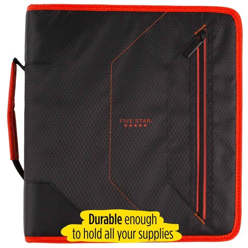 Five Star Zipper Binder, 2 Inch 3-Ring Binder with Removable File Folders, 530 Sheet Capacity, Red/Black (29036CE8)