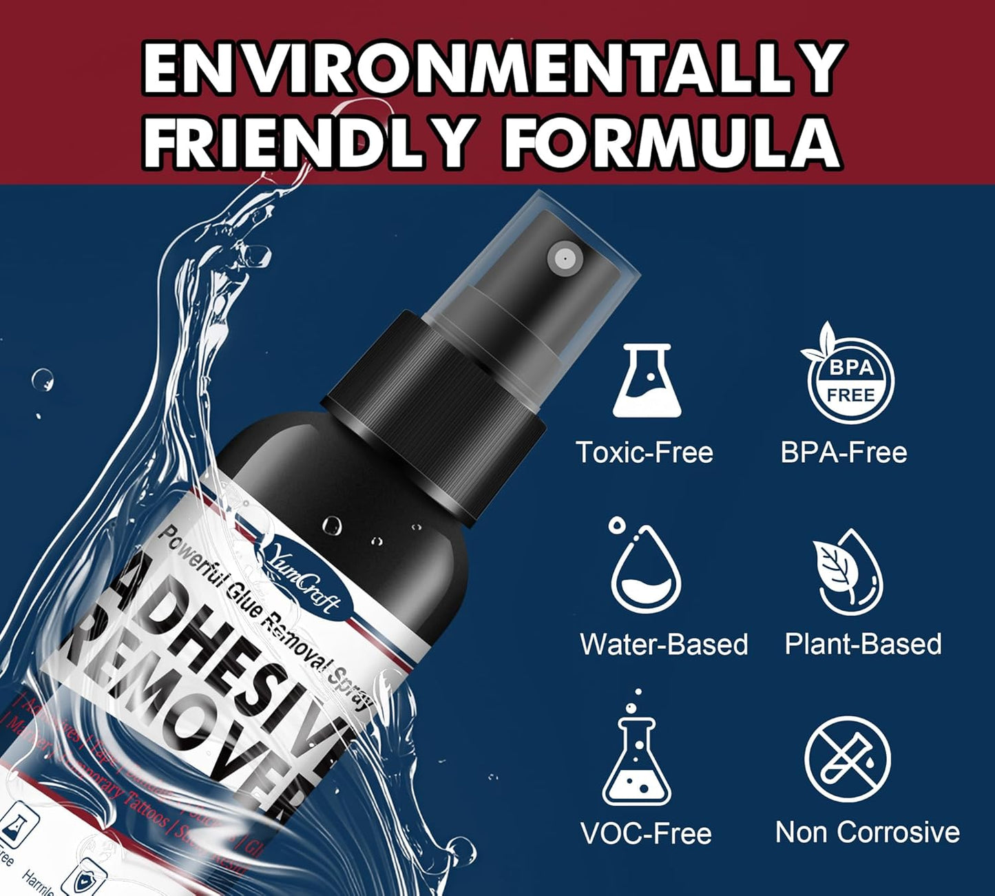 Adhesive Remover Spray by [Brand Name] - 7oz Surface-Safe Glue Remover with Scraper & Blades for Car, Glass, Walls & More