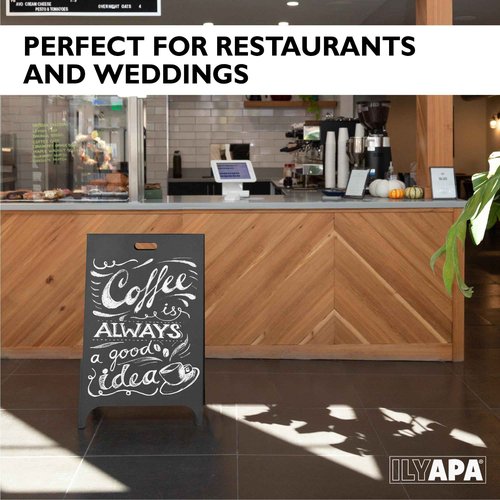 Ilyapa Modern All Metal Double Sided A Frame Chalkboard Sidewalk Sign - 19 x 30 inch Magnetic Chalk Menu Board Restaurant & Vendor Display Supplies