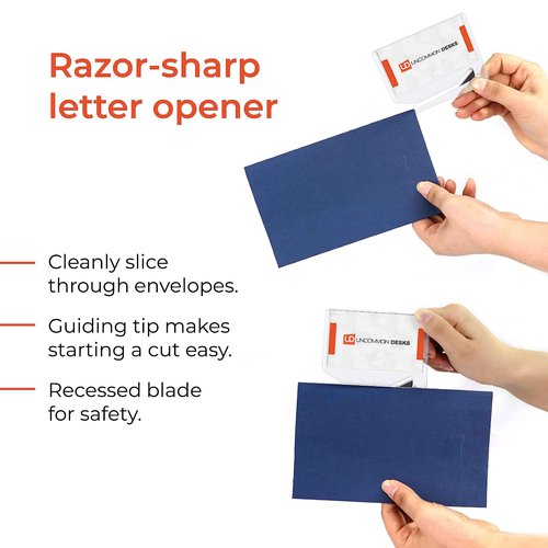 Uncommon Desks Business Card Letter Openers - (100 Pack) (Clear) Professional Letter Openers with Business Card Insert, Perfect Promotional Item for Business