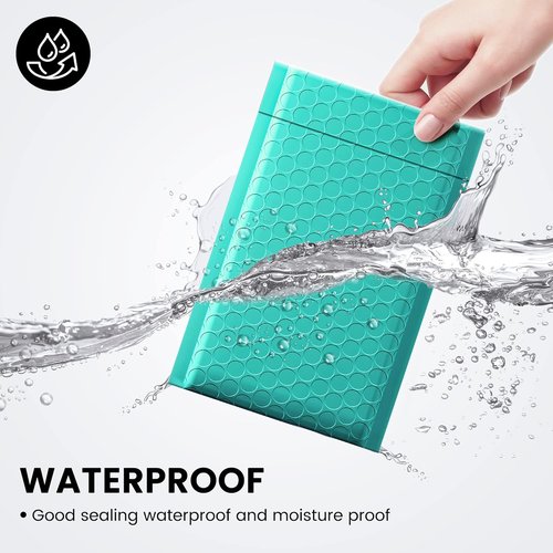 Fuxury Teal Bubble Mailers - Waterproof Self-Seal Padded Envelopes | 4x8" | 4000 Pack for Small Business