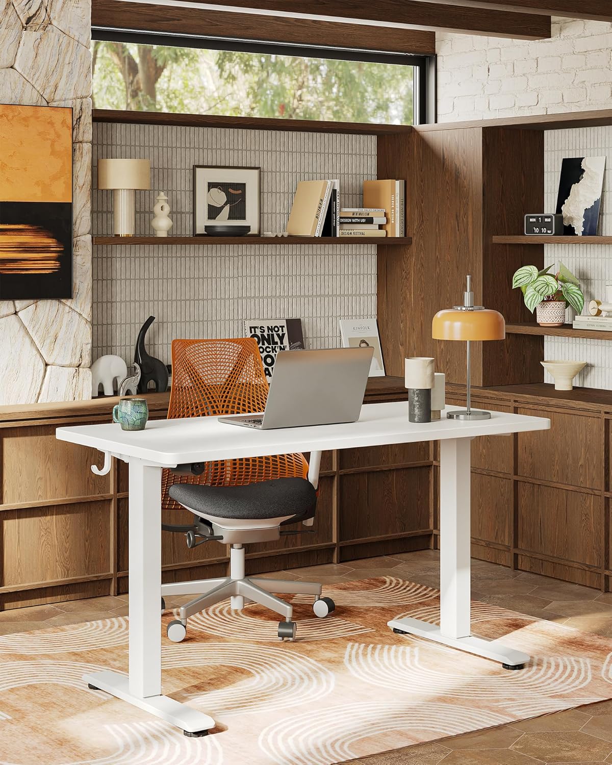 TIQLAB Electric Standing Desk - Adjustable Height Sit-Stand Home Office Table | 47" x 24" - White