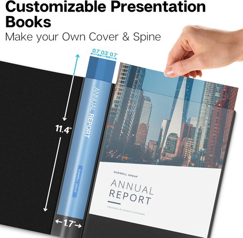 Dunwell 12-Pocket Presentation Binder - Customizable Cover, 24 Viewable Pages, 8.5x11, Black