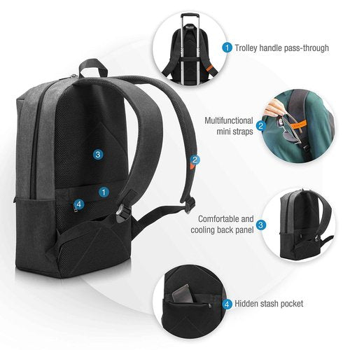EVERKI Light Laptop Backpack with Hidden Pocket 15.6-Inch - Durable Men’s Work Back Pack, Business Travel Backpack, College Laptop Bookbag for Men & Women, Work Office Back Pack, (EKP106) Charcoal