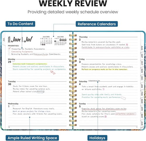 Deep Bearings Academic Planner 2026-2027 | Monthly & Weekly Agenda Book with Tabs, A5 (6.3" x 8.5")